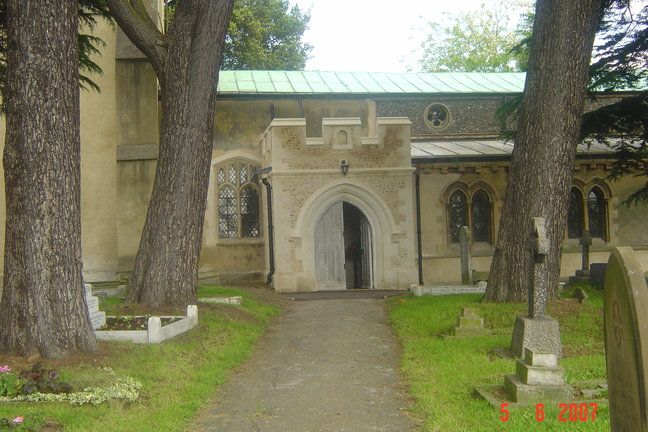 Porch and chancel wall